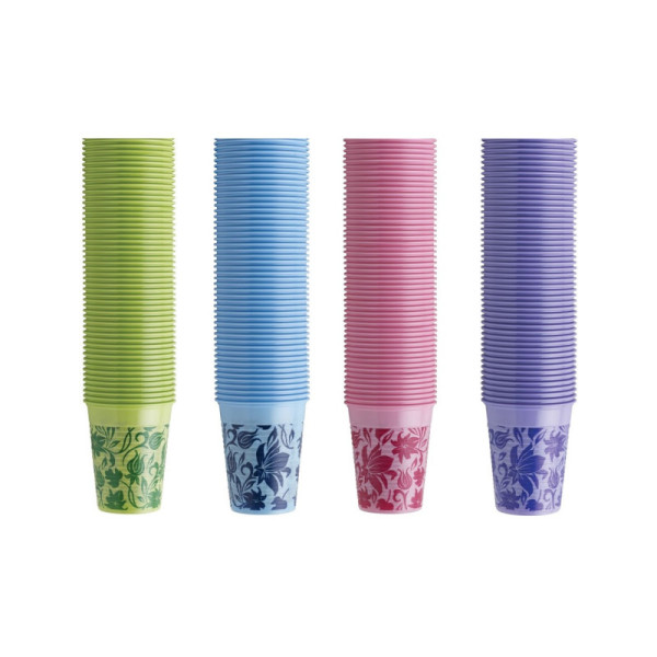 Pahare unica folosinta set 100 bucăți cu model floral Euronda