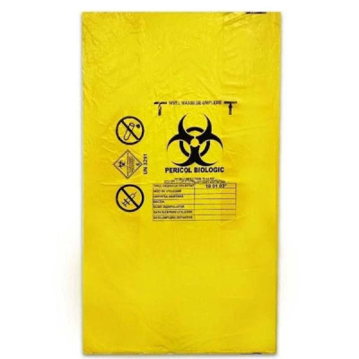 Saci galbeni pericol biologic 60 litri set 50 bucăți